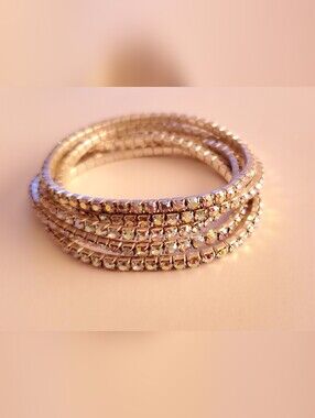 Vtc. Stretch Rhinestone Coil Bracelet 5pcs